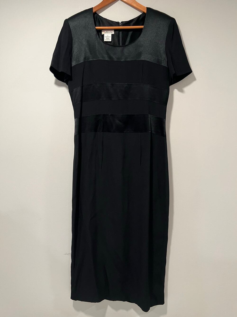 Talbots Cocktail Dress Short Sleeve Satin Panels Maxi Length Size 8 JL